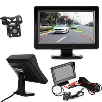 4.3 tommer 12V Bil førerspejlets Kamera overvåge Backup Omvendt Kamera Kit Night Vision at Vende Parkering Rear View System