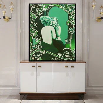 Forfængelighed Figur Skønhed Dame Spejl Mini Print Alteret Art Deco Art Nouveau-Gudinde Væg Kunst Plakat