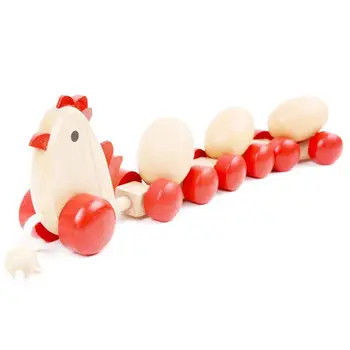 Kreative, Sjove Pædagogisk Legetøj Træ-DIY-Toy Høne Træk Æg Legetøj Push Pull Legetøj Perfekte Fødselsdagsgave til Baby Børn