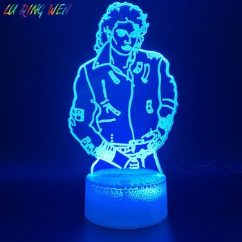 3d Led Nat Lys Lampe Ung Michael Jackson Figur Soveværelse Indretning Lyse Base Farve Skiftende Atmosfære Ferie Fødselsdag Gave