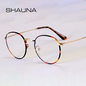 SHAUNA Klassiske Anti-Blå Lys Briller Ramme Brand Designer Mode Runde Metal Optisk Rammer Computer-Briller