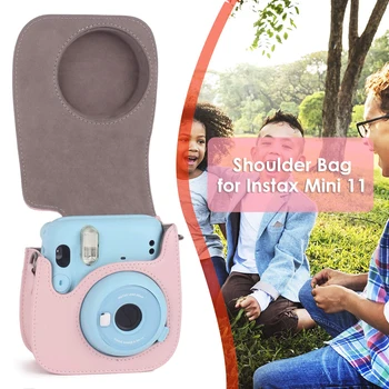 PU Læder Taske Beskyttende Cover med Justerbar Skulder Strop til Instax Mini-11 Instant Film Kamera Tilbehør