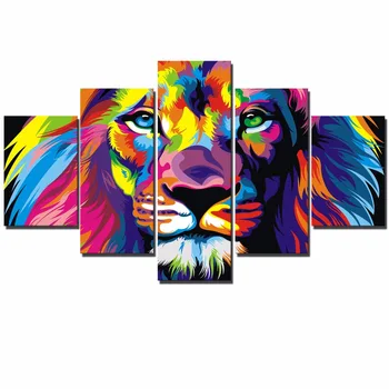 Akvarel Løvehoved Modulære Billeder Til Stue Væggen I Stor Størrelse Pop Lion Dyr Væg Kunst-Plakater Til Børneværelset