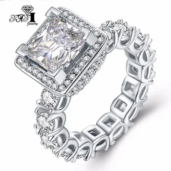 YaYI Smykker Mode Prinsesse Cut 5.6 CT Hvide Zircon Sølv Farve forlovelsesringe vielsesringe Part Ringe