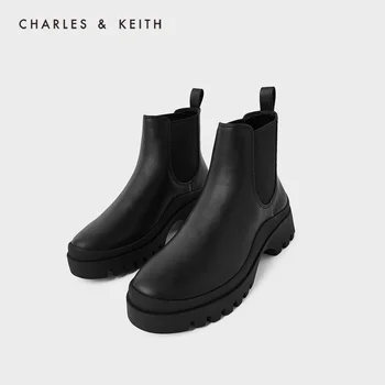 CHARLES & amp; KEITH Nye Ankomst til Efteråret 2020 CK1-90900083Women støvler enkle stil sports korte støvler med elastisk bånd