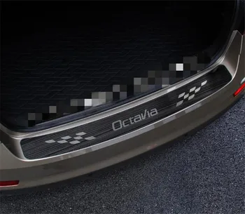For-2019 Skoda Octavia A7 Sedan Bageste Kofanger Beskytter Vindueskarm Kuffert bagtrop Træde Plade Pedaler Bil Klistermærker Overlay