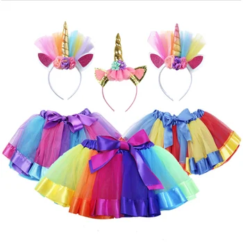 Piger unicorn tøj buksetrold piger tøj sæt party fødselsdag tøj rainbow tutu skørter og toppe børn karakter sommer tøj