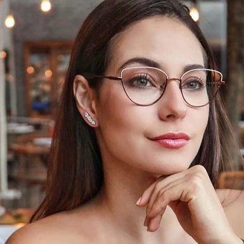 2021 Vintage Metal-Cat Eye Anti-blå Briller Kvinder Mode Computer Optisk Gennemsigtige Briller Oculos Feminino Briller