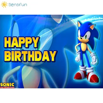 Sensfun Nye fotostudie baggrund Tegnefilm Sonic tillykke med Fødselsdagen Baggrunde Dreng Blå Tema Part Baggrunde fondo fotografia