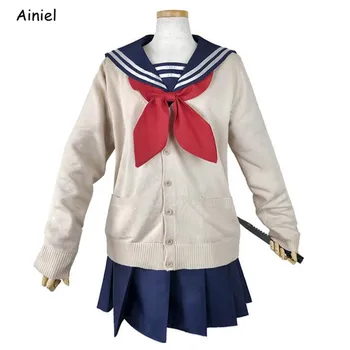 Min Helt den Akademiske verden Boku ikke Helt den Akademiske verden Himiko Toga Cosplay Outfit JK Sailor School Uniform Sweater Kostume Himiko Toga Paryk Piger