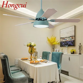 Hongcui Loft Ventilator Med Lys Fjernbetjening 3 Farver LED Moderne Træ Kniv for Hjem, Spisestue, Soveværelse, stue