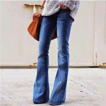 Ny Efterår og Vinter 2020 Vintage Høj Talje Jeans Kvinde Flare Jeans Til Kvinder Tynde Denim Mødre Jeans Plus Størrelse 4XL Kvindelige Bukser