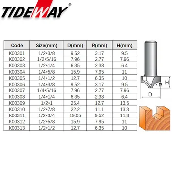 Tideway Industriel Kvalitet Wolfram Carbide Slotting Fræseren 1/4 1/2 Skaft CNC-Værktøj til Træbearbejdning Router Bits Til MDF