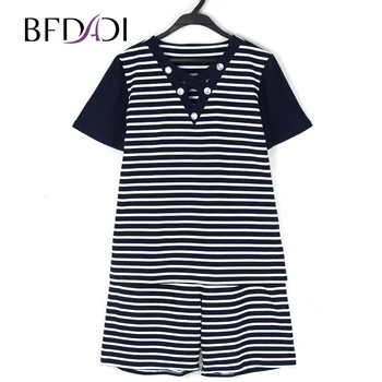 BFDADI Mode stribe Sæt Til Kvinder Shorts T-Shirt 2 Stykke Tøj Til Kvinder Tøj casual korte ærmer shorts, der passer Z-1903