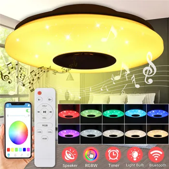 200W RGB-Dæmpbar Musik Loft Lampe Fjernbetjening & APP Control loftsbelysning AC220V Hjem bluetooth Højttaler Musik Belysning Fastholdelsesanordningen