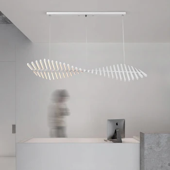 Nordisk LED stue lampe på moderne minimalistisk design hjem restaurant sort / lysekrone nye fisk knogle form kontor bar lamper