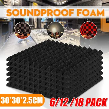 6/12/18PC Pyramide Lydisolerede Skum Paneler Studio Sound Absorption Behandling 30x30x2.5cm Akustiske Skum vægfliser