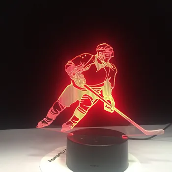 LED Ishockey Mand I Aktion Nat Lys USB 3D bordlampe Soveværelse Luminaria Indretning Sengen Sove Lys Armatur Kid Gave