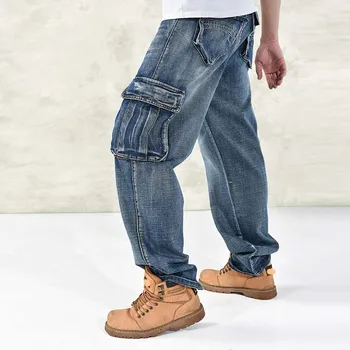 Lige Mærke Herre Jeans Straight Blå Farve Trykt Jeans Til Mænd Designer I Stor Størrelse 30-46