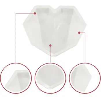 3D-Diamond Kærlighed Hjerte Form Silikone Forme Bageforme Mousse Wienerbrød Dessert Forme
