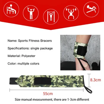 QUESHAKR Professionel Camouflage Fitnesscenter Håndleddet BandS Sport Crossfit Neopren Armbånd Vægtløftning Håndled Støtter Beskyttelse