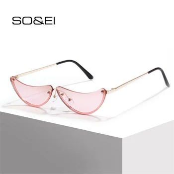 SÅ&EI Mode Semi-Runde Form Uindfattede Solbriller Kvinder, Klare Hav Linse Vintage Brillerne Mænd Sol Briller Nuancer UV400