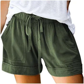 Varm Sommer Womens Shorts Plus Size Høj Talje Casual Shorts af Bomuld, til Kvinder, Mode Korte Bukser Streetwear tøj