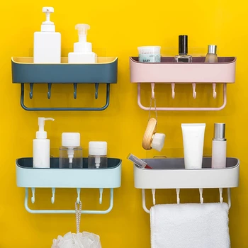 LIYIMENG Badeværelse Hylde Holder Plastik Opbevaring Kurv Punch-Gratis Køkken Arrangør Badeværelse Storage Rack Badeværelse Tilbehør
