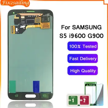 SUPER AMOLED LCD-For Samsung Galaxy S5 I9600 G900 G900A G900F LCD-Skærm Touch screen Digitizer Assembly For S5 G900F i9600
