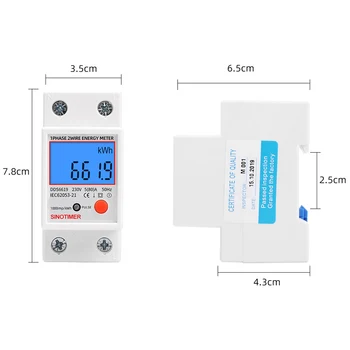 Digital Power energimåler El-Forbrug Meter 32A 230V LCD-Stikkontakt Analyzer Din-Skinne Enkelt Fase Meter