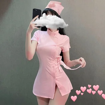 Erotisk Cosplay Pink Sygeplejerske Tøj, Kostumer til Voksne Kvinder Sexet Japansk Søde Forførende Undertøj Ddlg Kjole Sygeplejerske Sex Uniform Ny