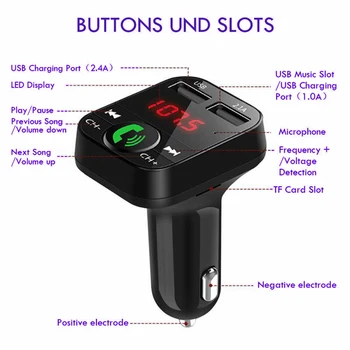 Bluetooth Car FM Transmitter Håndfri Trådløse Radio Adapter LCD-Hurtig Dual USB Oplader, MP3-Afspiller Bil FM-Senderen