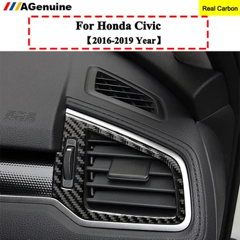 Carbon Fiber Center konsol konditionering af luften outlet trim dække Side luftskrue Outlet Interiør Moulding For Honda Civic 10