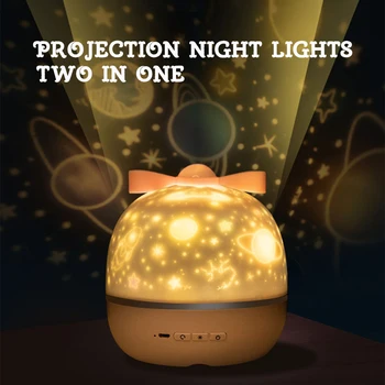 Stjerne Nat Lys Projektor Med Musik 6 Projektion Film 360 Rotation Stjernehimmel Projektor Lampe For Kids Baby Børn Rummet