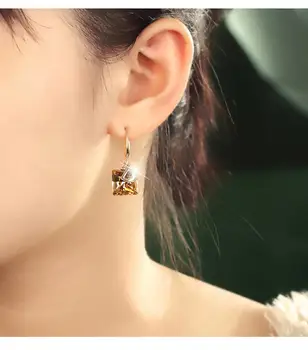 14K guld vintage swing øreringe til kvinder 2020 skinnende drop øreringe, mode smykker til bryllup part Julegaver