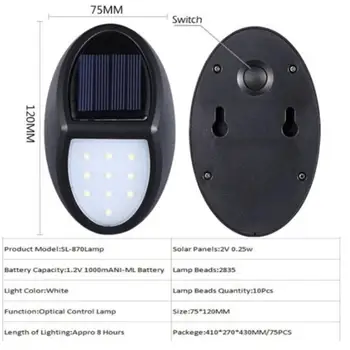 10 LED Solcelle væglampe IP65 1Pc Haven Hegnet Udendørs Værftet Vandtæt Sikkerhed Landskab Vej vægbeslag Indretning Lampe