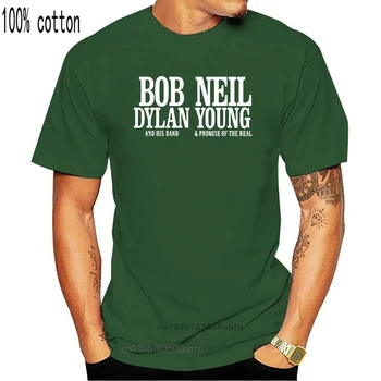 Bob Dylan, Neil Young Tour Logo Mænd Sort T-Shirt Størrelse S - 3Xl Rund Hals t-Shirt