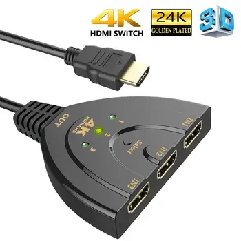 HDMI -kompatibel Splitter 4K*2K-3 Porte Mini-Switcher Kabel 1.4 b 1080P DVD HDTV Xbox, PS3, PS4 3-i-1-Port Hub HDMI Switch
