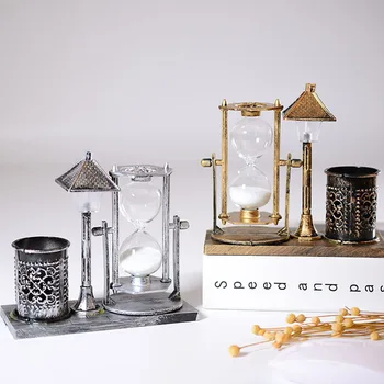 Kreative Lampe Figurer Miniature Timeglas Sandglass Blottere Studerende Fødselsdag Gaver Hjem Tabel Dekoration Retro Pen Container