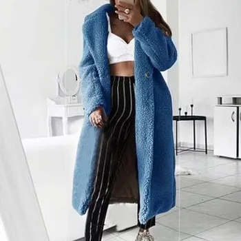 2020 Maxi Lang Vinter Frakke Kvinde Faux Fur Frakke Kvinder Varm Pels Teddy Jakke Kvindelige Plys Bamse Pels Plus Size Outwear