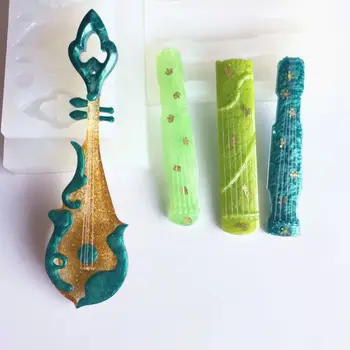 4stk musikinstrumenter Silikone Forme Kit Guqin Guzheng Vedhæng UV-Resin Skimmel