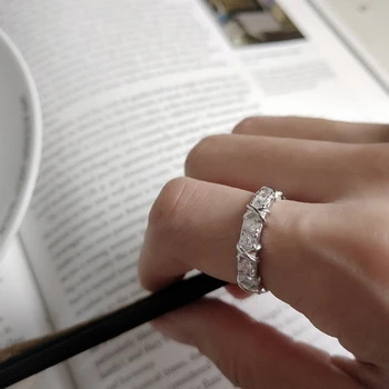 LouLeur 925 sterling sølv bandage girl zircon ringe sølv kreative trendy elegante smarte luksuriøse ringe til kvinder smykker gave