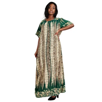 Kvinder Sommeren Lang Kjole 2020 Afrikanske Blomster Print Boho Beach Style Damer Grøn Maxi Evening Party Dress Sundress Vestidos