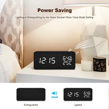 JINSUN Moderne LED Vækkeur Despertador Temperatur Luftfugtighed Elektroniske Sengen Digitale Tabel Ure