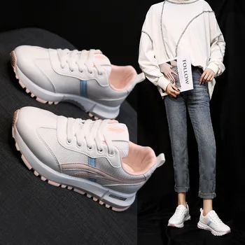 Kvinder Casual Sko Platform Lace-up hvid Unisex gummi sål Sneakers 2021 foråret, Non-slip Kvinders fodtøj løbesko