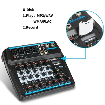 HOT M-6 Bærbare Mini Mixer o DJ Console med lydkort, USB, 48V Phantom Power til PC Optagelse Sang Webcast Party(US P