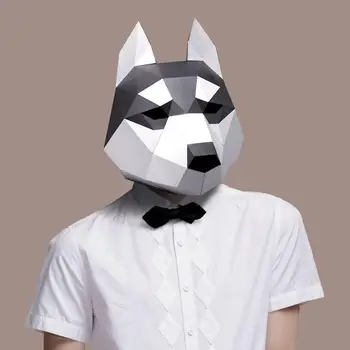 Papir Maske 3d Husky Cosplay Kostume DIY-Paper Craft Model Maske Jul Halloween Prom Part Gi
