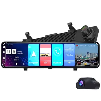 4G 12 Tommer Bil Spejl Android 8.1 DVR Dash Kamera, 1080P Dobbelt Linse WiFi GPS Navigation ADAS Fjernbetjening Auto Video Overvågning