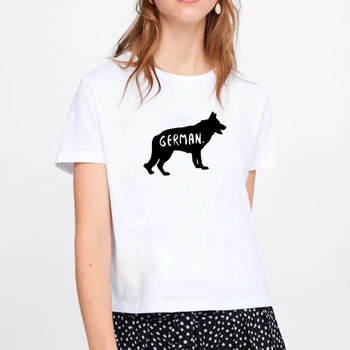 Tyske Shepherd T-Shirt Kvinder Bomuld kortærmet t-shirts Kvinder O-hals, Løs t-Shirt Femme Sort Hvid Camisetas Mujer Toppe