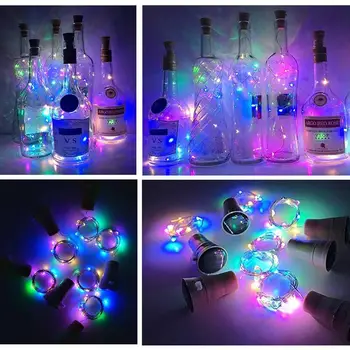 Solar Powered Flaske Vin Kork Formet LED kobbertråd String Udendørs Lys Krans Lyser Festival Fe Lys DIY Jul